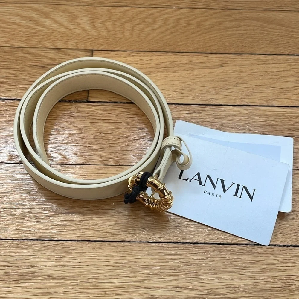 NWT LANVIN Mélodie leather belt cashew with gold - size S